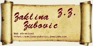 Žaklina Zubović vizit kartica